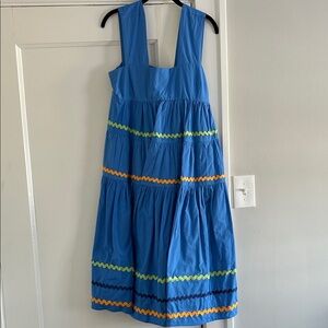 Blue Sleeveless Dress with Colorful Accents